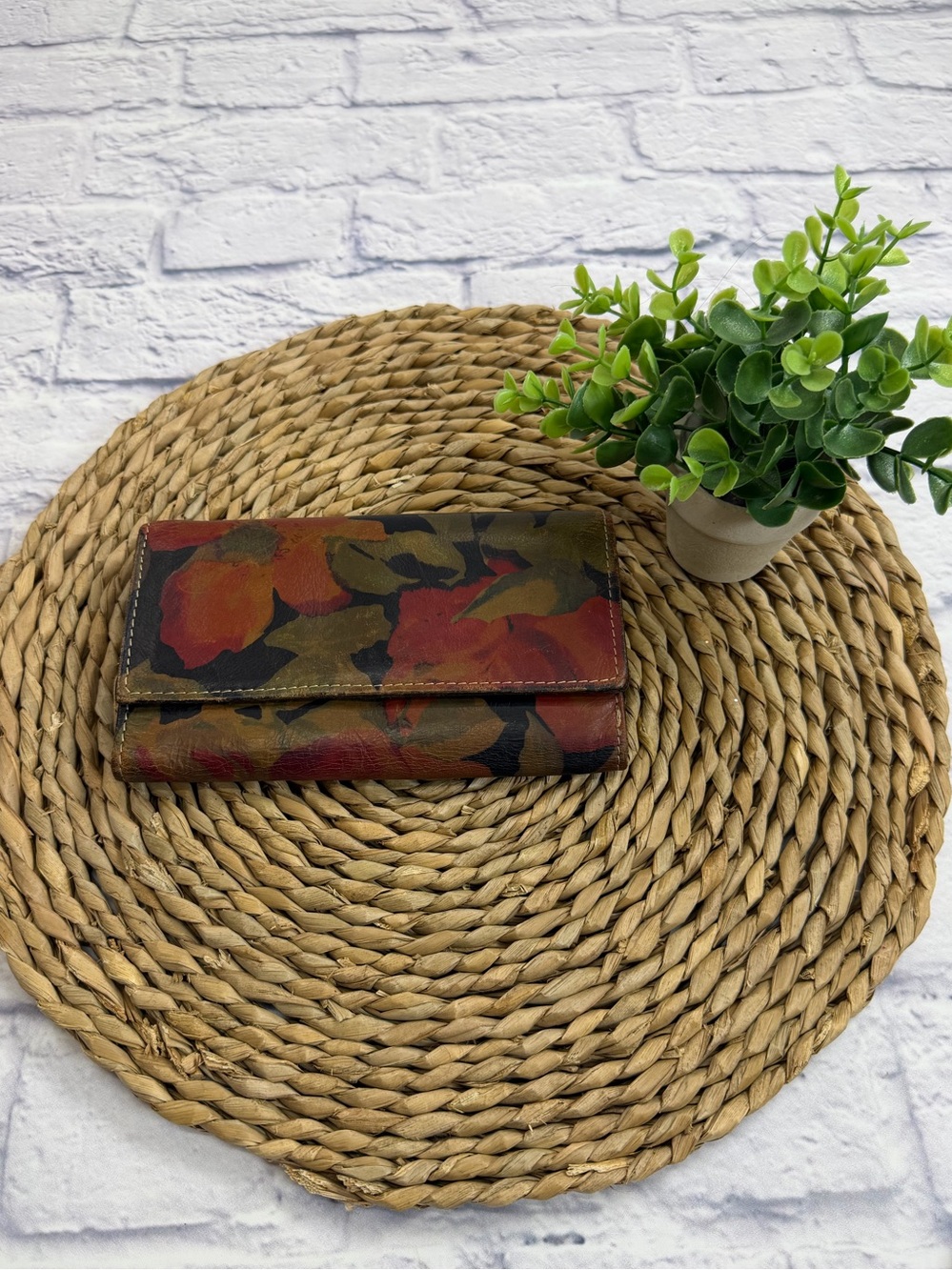 Patricia Nash Floral Leather Wallet in Red, Olive, Black